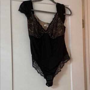 Black Lace Bodysuit with built in shareware and bra
